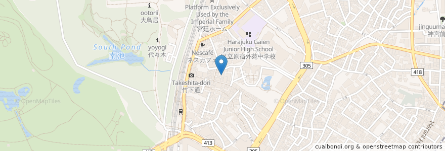 Mapa de ubicacion de 原宿ストロボカフェ en اليابان, 東京都, 渋谷区.