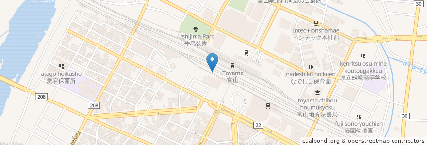Mapa de ubicacion de 富山駅前第２駐車場 en Japón, Prefectura De Toyama, 富山市.