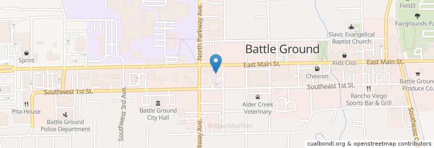 Mapa de ubicacion de Playmakers Sports Bar + Grill en ایالات متحده آمریکا, واشنگتن, Clark County, Battle Ground.