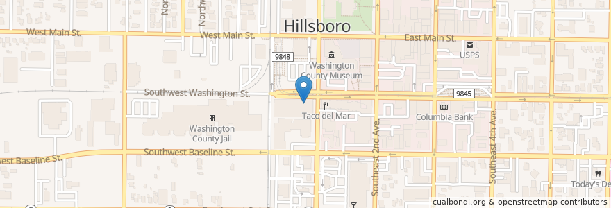 Mapa de ubicacion de Washington Street Conference Center en アメリカ合衆国, オレゴン州, Washington County, Hillsboro.