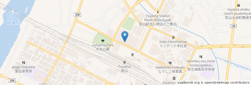 Mapa de ubicacion de 富山カルチャーセンター en Japón, Prefectura De Toyama, 富山市.