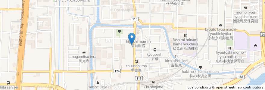 Mapa de ubicacion de Semplice en Japão, 京都府, Quioto, 伏見区.