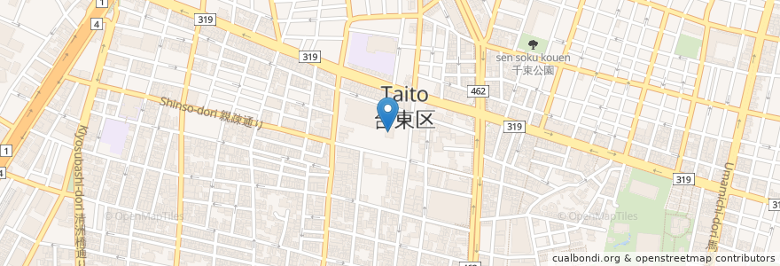 Mapa de ubicacion de 本然寺 en Japonya, 東京都, 台東区.