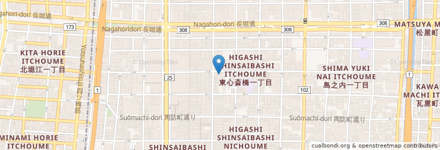Mapa de ubicacion de music bar TAB en 日本, 大阪府, 大阪市, 中央区.