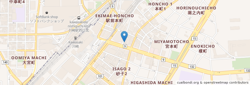 Mapa de ubicacion de 天下一品 川崎店 en Japan, 神奈川県, 川崎市.