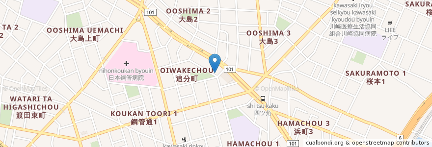 Mapa de ubicacion de つけめん玉 本店 en Japón, Prefectura De Kanagawa, Kawasaki, 川崎区.