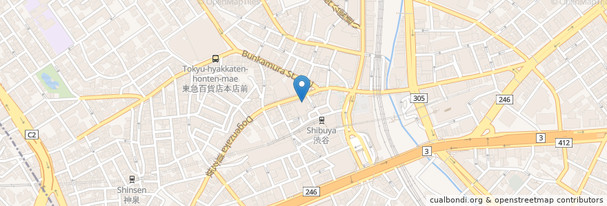 Mapa de ubicacion de 蒙古タンメン中本 en اليابان, 東京都, 渋谷区.