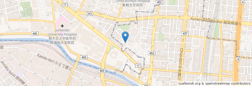 Mapa de ubicacion de 明神そば きやり en Japonya, 東京都, 文京区, 千代田区.