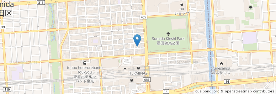 Mapa de ubicacion de SNACK 海の音 en Jepun, 東京都, 墨田区.