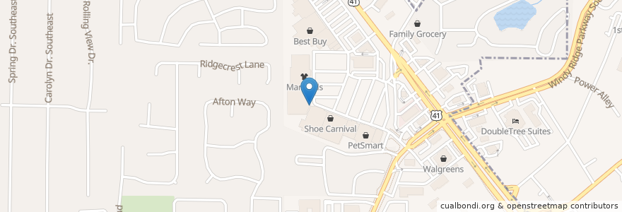 Mapa de ubicacion de Athena Bitcoin ATM en Amerika Syarikat, Georgia, Cobb County, Smyrna.