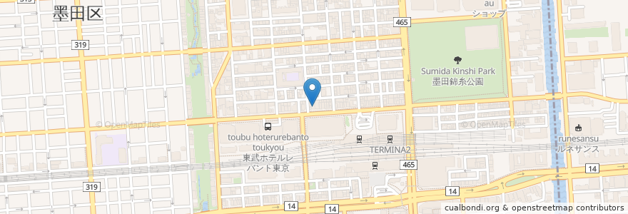 Mapa de ubicacion de 海鮮三崎港 en Japão, Tóquio, 墨田区.