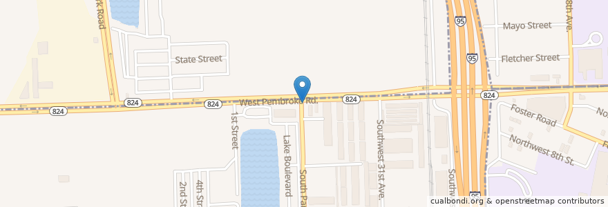 Mapa de ubicacion de Mobil en 미국, 플로리다주, Broward County, Pembroke Park.