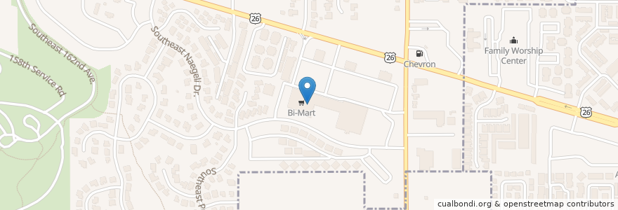 Mapa de ubicacion de Bi-Mart en United States, Oregon, Multnomah County, Portland.
