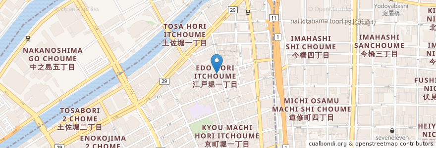 Mapa de ubicacion de FRYER FLYER en 일본, 오사카부, 오사카, 기타구, 西区.