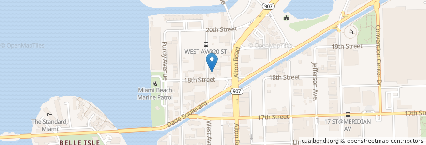 Mapa de ubicacion de Soul Tavern en 미국, 플로리다주, 마이애미데이드 군, 마이애미비치.