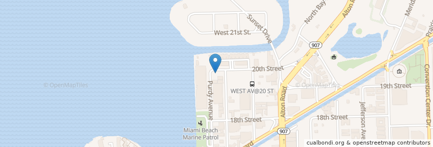 Mapa de ubicacion de Pubbelly Noodle Bar en アメリカ合衆国, フロリダ州, マイアミ・デイド郡, マイアミビーチ.