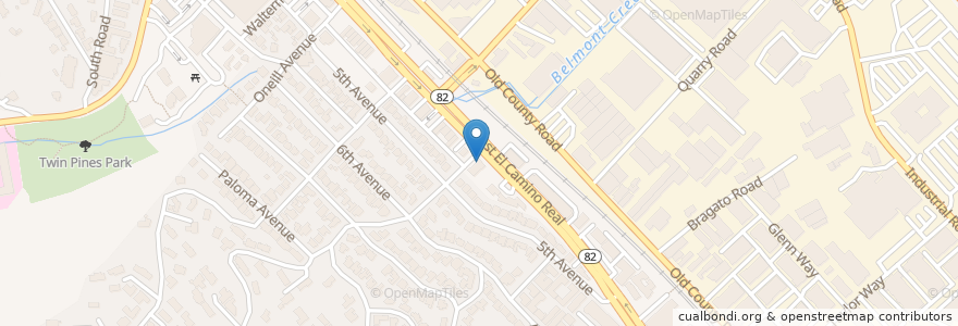Mapa de ubicacion de Godfather's Burger Lounge en United States, California, San Mateo County, Belmont.