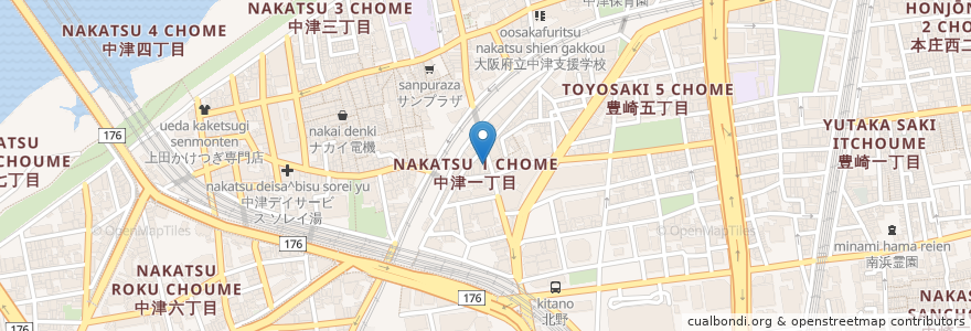 Mapa de ubicacion de ブドウヤ en Japan, Präfektur Osaka, 大阪市, 北区.