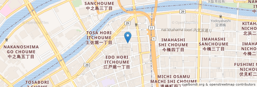 Mapa de ubicacion de ジョリー・コアン en Japão, 大阪府, 大阪市, 北区, 西区.