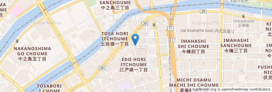 Mapa de ubicacion de 大塚鍼灸整骨院 en Jepun, 大阪府, 大阪市, 北区, 西区.