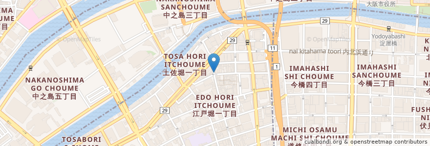 Mapa de ubicacion de とりそばモリゾー en Japan, Präfektur Osaka, 大阪市, 北区, 西区.