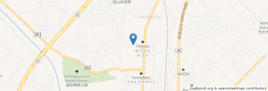Mapa de ubicacion de そば処長寿屋 en 日本, 埼玉県, 越谷市.