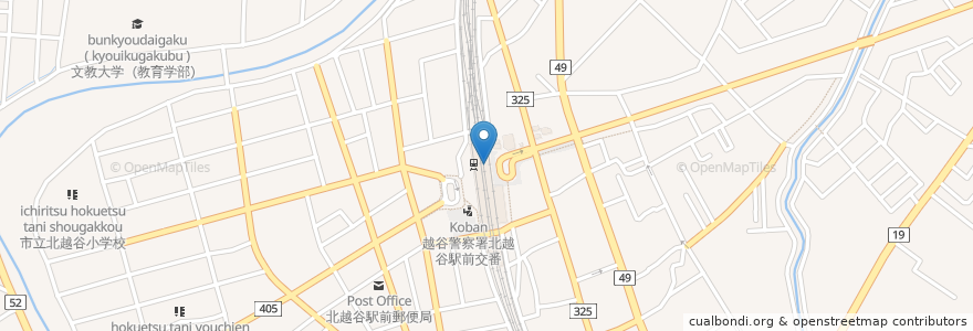 Mapa de ubicacion de 日高屋 en 日本, 埼玉県, 越谷市.