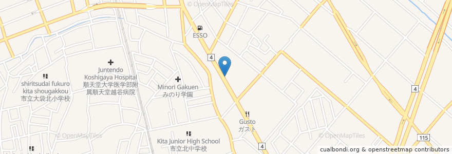 Mapa de ubicacion de かつや en 日本, 埼玉県, 越谷市.