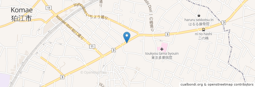 Mapa de ubicacion de かやしま歯科 en 일본, 도쿄도, 狛江市.