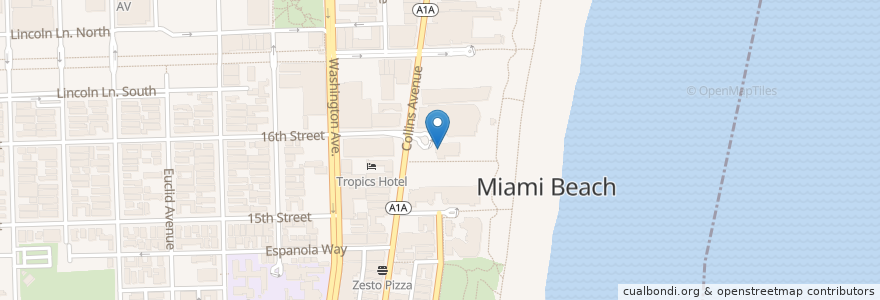 Mapa de ubicacion de lure fishbar en Verenigde Staten, Florida, Miami-Dade County, Miami Beach.