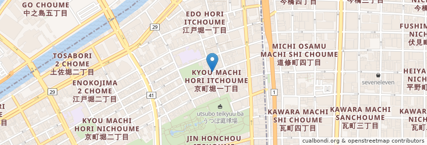 Mapa de ubicacion de SANTA-LUCIA en 일본, 오사카부, 오사카, 기타구, 西区.