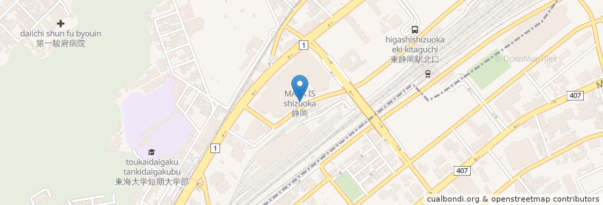 Mapa de ubicacion de 立体駐車場入口 en اليابان, شيزوكا, 静岡市, 葵区, 駿河区.