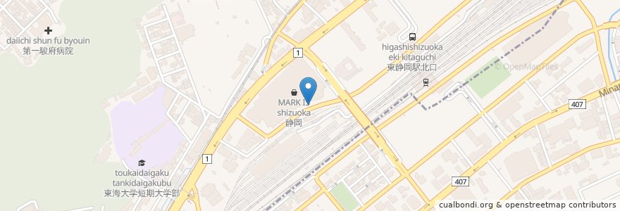 Mapa de ubicacion de 立体駐車場出口 en اليابان, شيزوكا, 静岡市, 葵区, 駿河区.