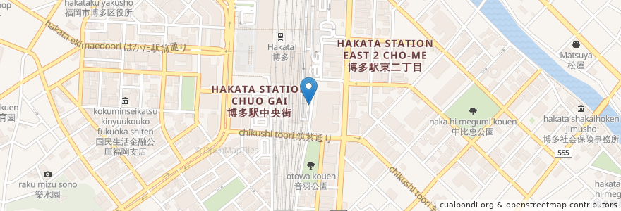 Mapa de ubicacion de 午餐明太子吃到飽 牛雜鍋やまや en 日本, 福岡県, 福岡市, 博多区.