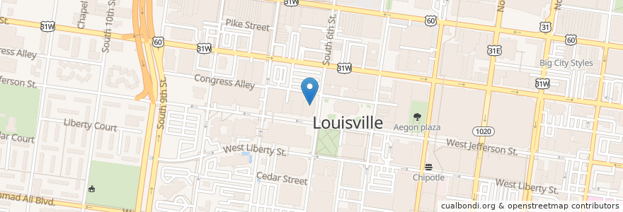 Mapa de ubicacion de Reception Desk en Amerika Syarikat, Kentucky, Jefferson County, Louisville.
