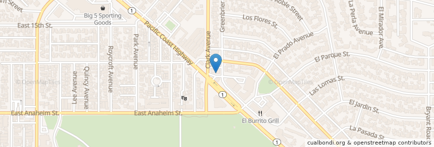 Mapa de ubicacion de Jerry's Donuts en Verenigde Staten, Californië, Los Angeles County, Long Beach.