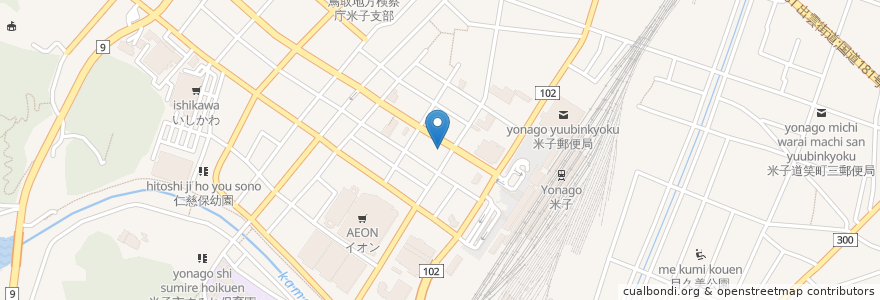 Mapa de ubicacion de 九州魂　米子店 en 日本, 鳥取県, 米子市.