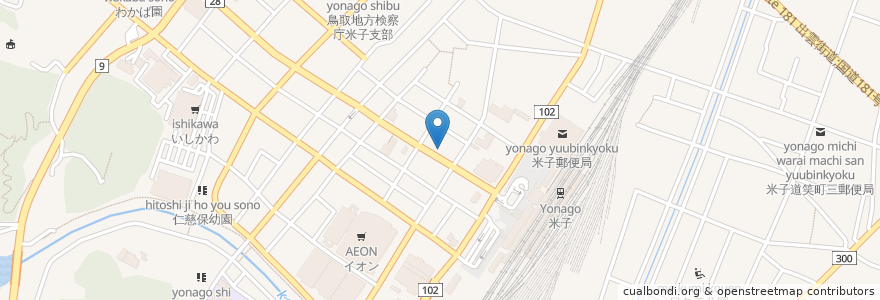 Mapa de ubicacion de 鳥メロ en Japón, Prefectura De Tottori, 米子市.