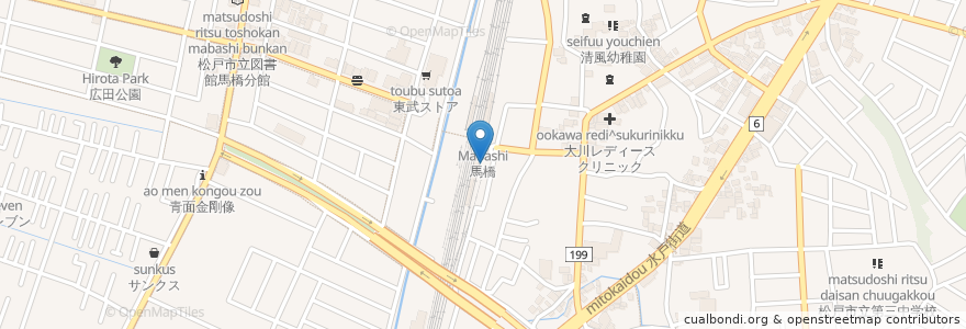 Mapa de ubicacion de 日高屋 en ژاپن, 千葉県, 松戸市.