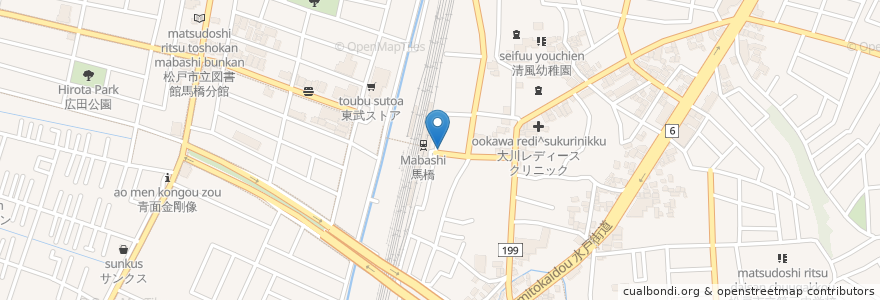 Mapa de ubicacion de しちりん en 日本, 千葉県, 松戸市.