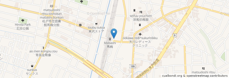 Mapa de ubicacion de はなの舞 en Japan, 千葉県, 松戸市.