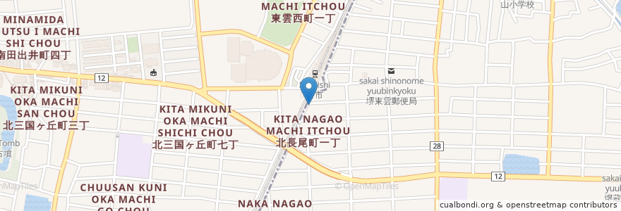 Mapa de ubicacion de 餃子の王将 en Jepun, 大阪府, 堺市, 堺区.