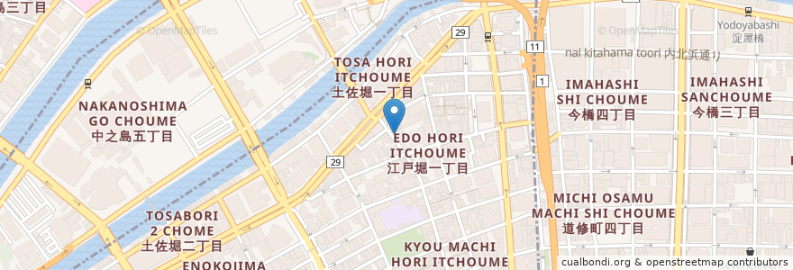 Mapa de ubicacion de COFFEE STAND en Japan, 大阪府, Osaka, 北区, 西区.