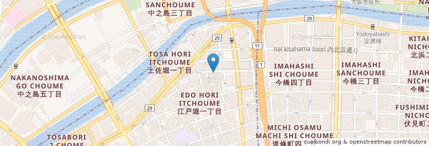 Mapa de ubicacion de ひっとべ en 日本, 大阪府, 大阪市, 北区, 西区.