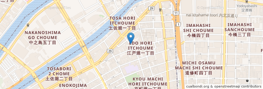 Mapa de ubicacion de 田はた en Japonya, 大阪府, 大阪市, 北区, 西区.