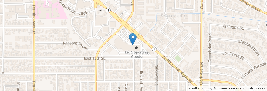 Mapa de ubicacion de Cyclo Noodles en United States, California, Los Angeles County, Long Beach.