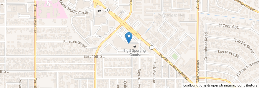 Mapa de ubicacion de Valentino's Pizza en Verenigde Staten, Californië, Los Angeles County, Long Beach.