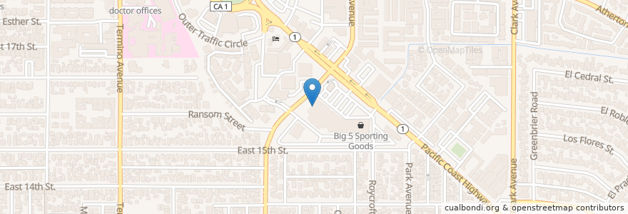 Mapa de ubicacion de Marinas Donuts en Amerika Syarikat, California, Los Angeles County, Long Beach.