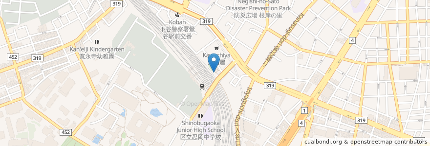 Mapa de ubicacion de 浅草開花楼(ラーメン) en 日本, 東京都, 台東区.