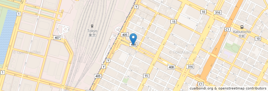 Mapa de ubicacion de Bubby's burger en 日本, 東京都, 中央区.